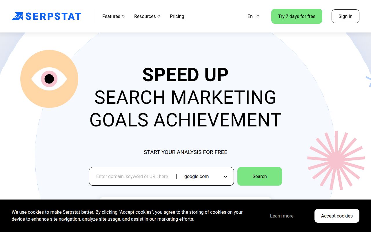 SerpStat homepage screenshot