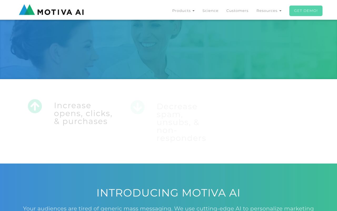 Motiva AI homepage screenshot
