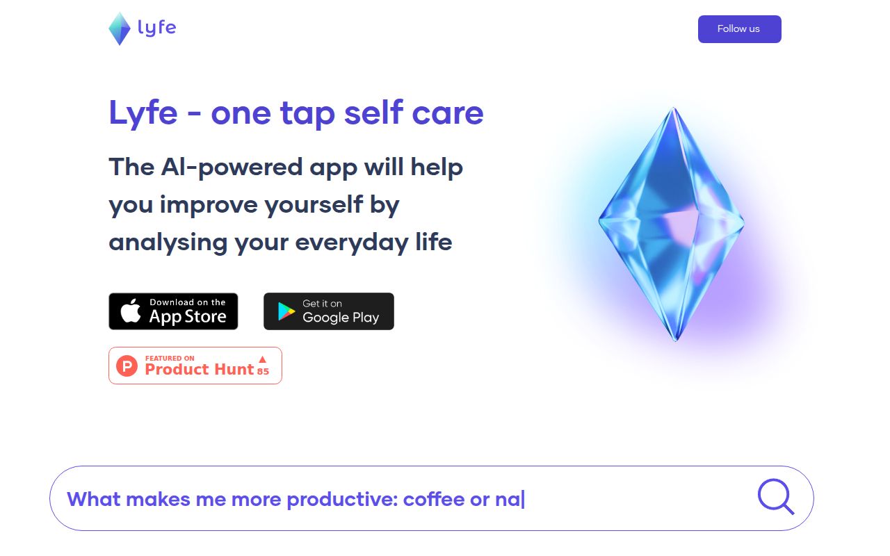Lyfe homepage screenshot