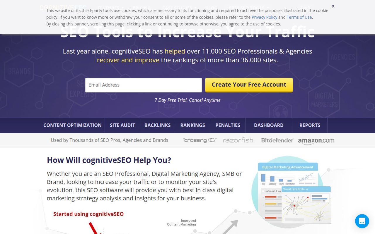 CognitiveSEO homepage screenshot