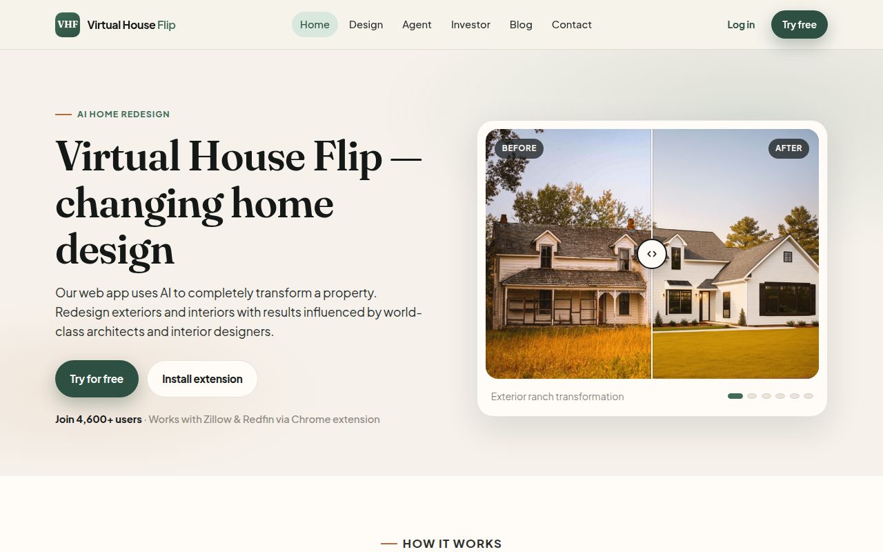 Virtual House Flip homepage screenshot