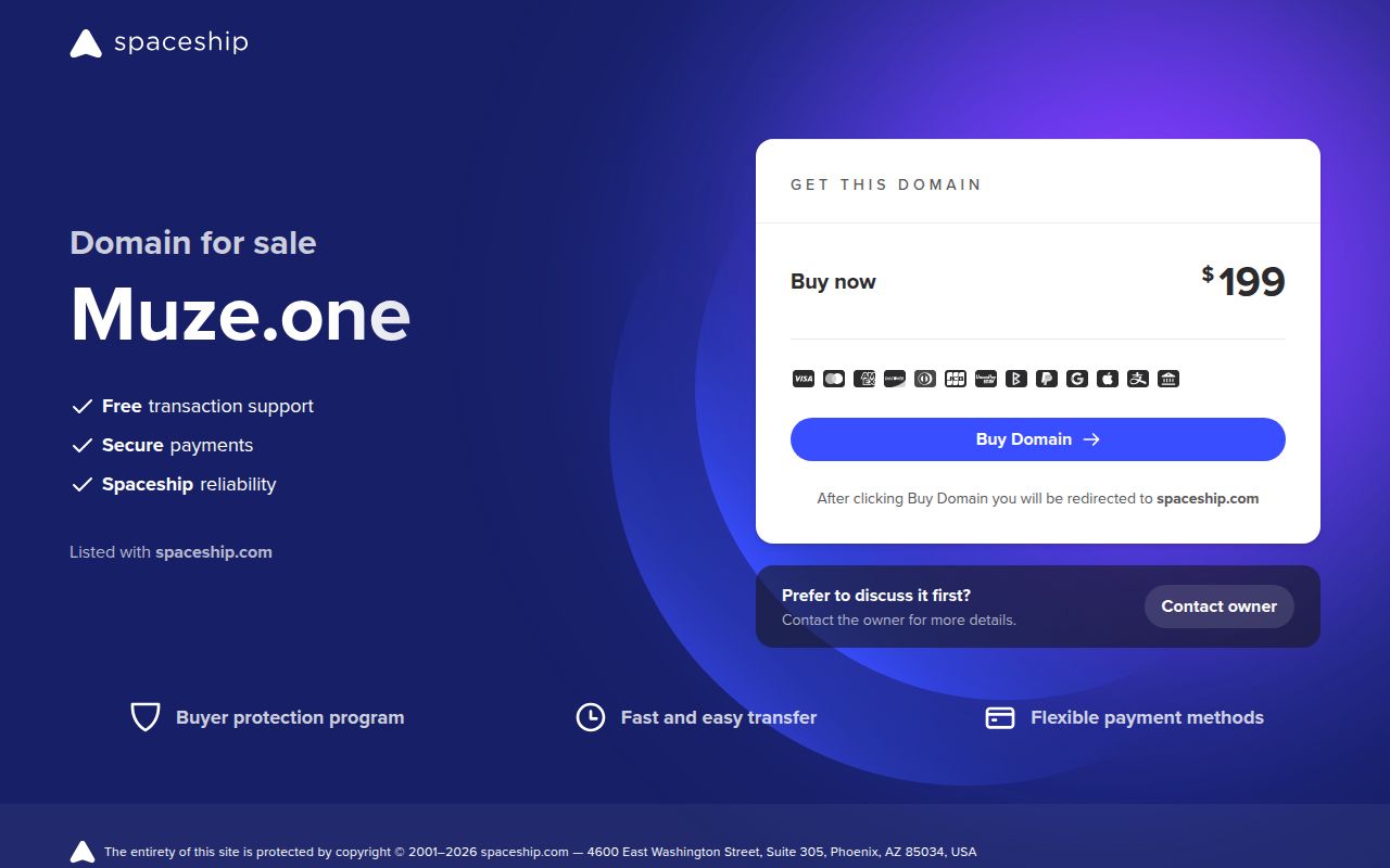 Muze One homepage screenshot
