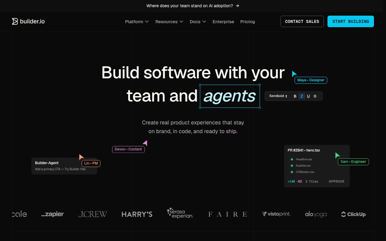 Builder.io homepage screenshot