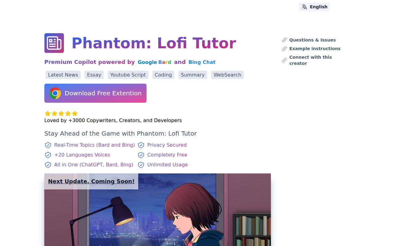 ChatGPT Phantom homepage screenshot