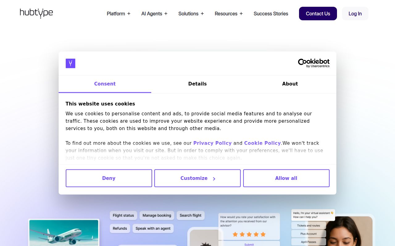 Hubtype homepage screenshot