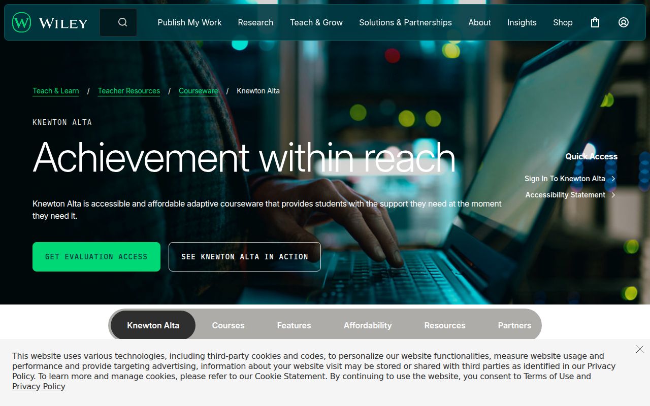 Knewton homepage screenshot