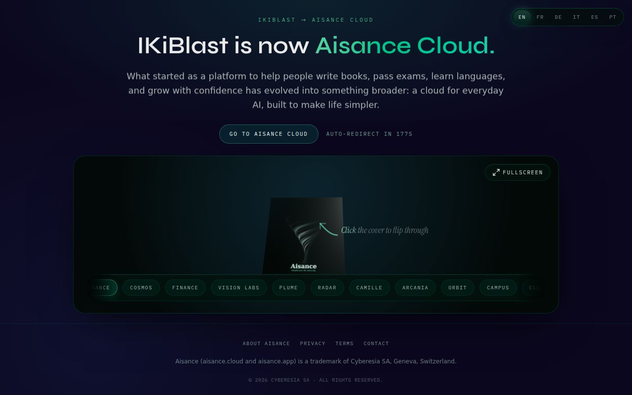 Ikiblast homepage screenshot