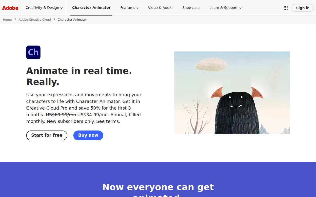 Adobe Character Animator homepage