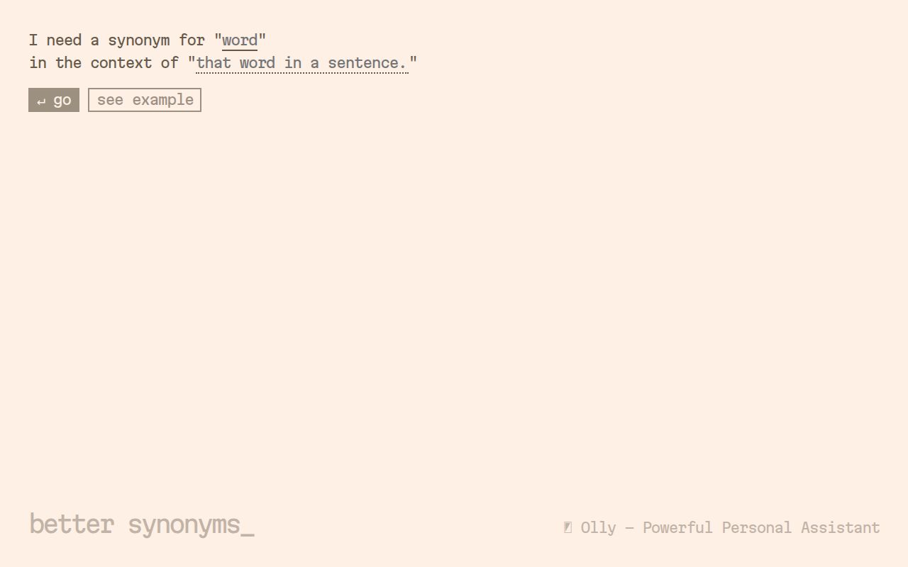 Better Synonyms homepage screenshot