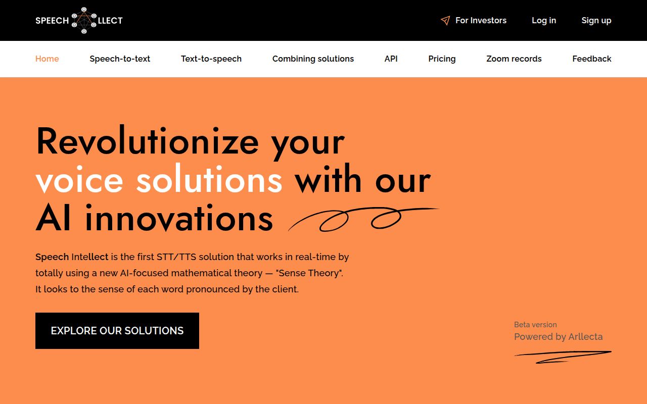 Speechllect homepage screenshot
