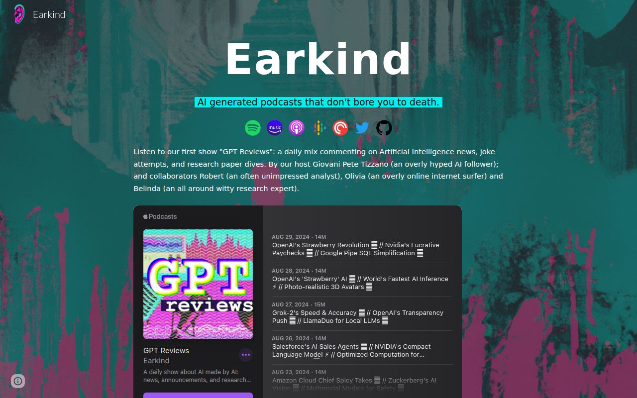 Earkind homepage screenshot