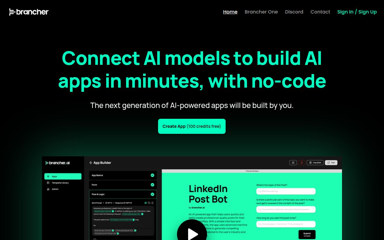 Brancher AI homepage screenshot