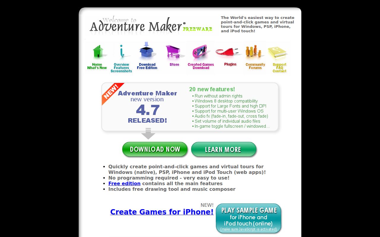 Adventure Maker homepage