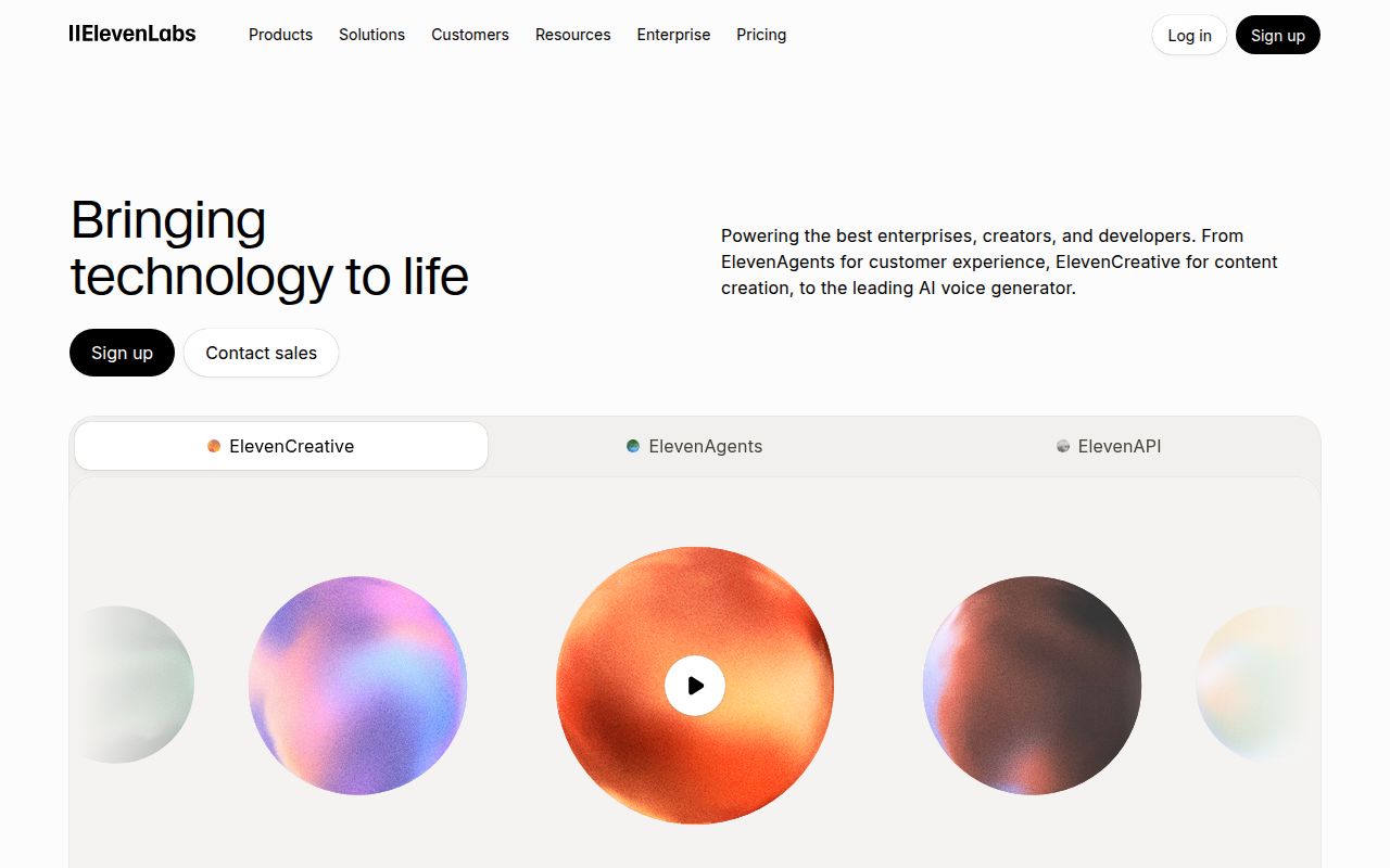 Eleven Labs homepage