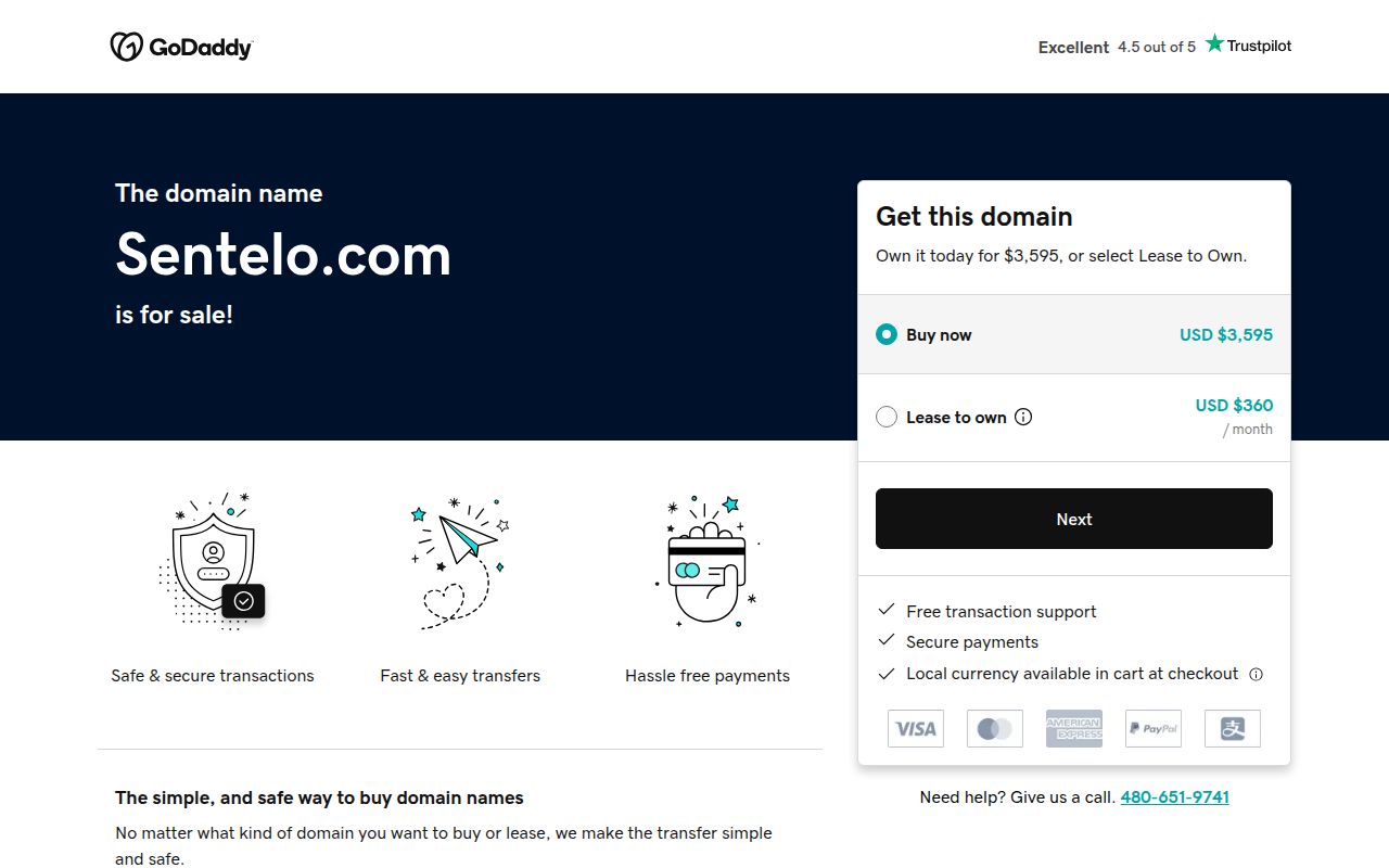 Sentelo homepage screenshot