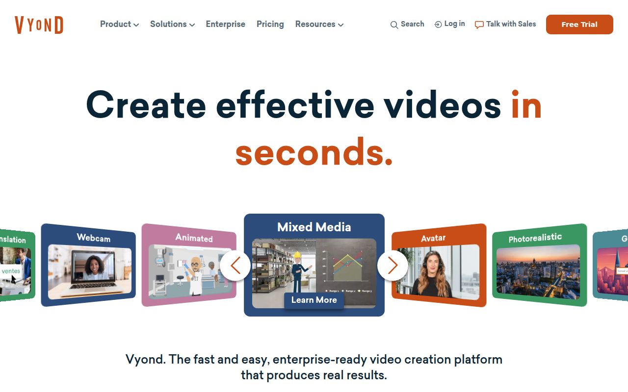 Vyond homepage screenshot