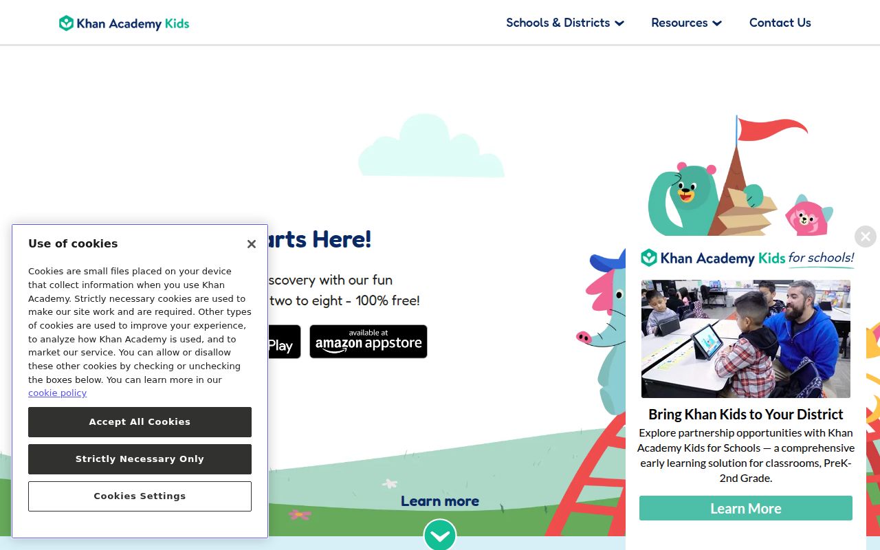 Khan Academy Kids homepage screenshot