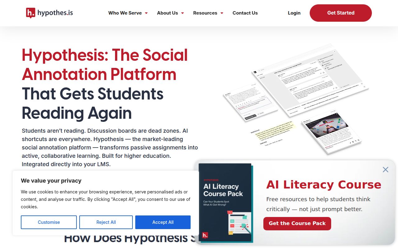 Hypotheses homepage screenshot