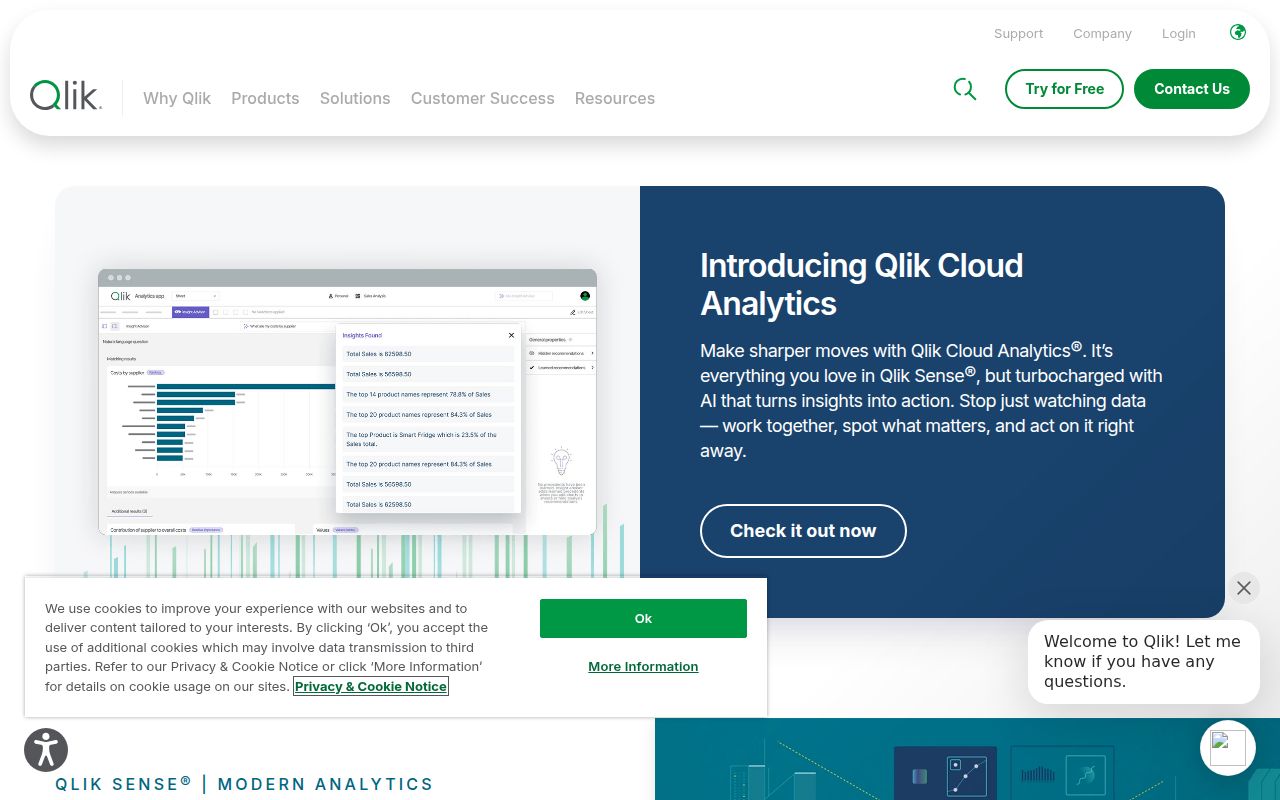 Qlik Sense homepage screenshot