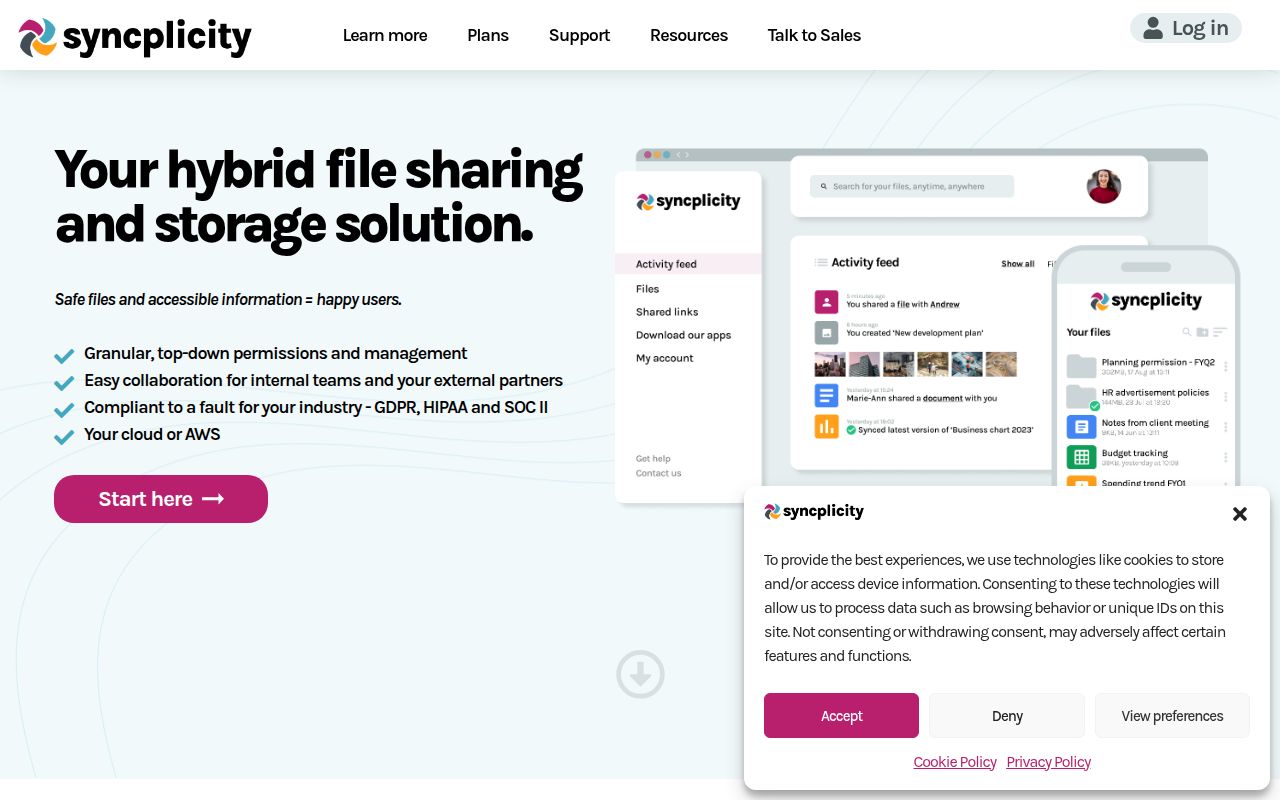 Syncplicity homepage screenshot