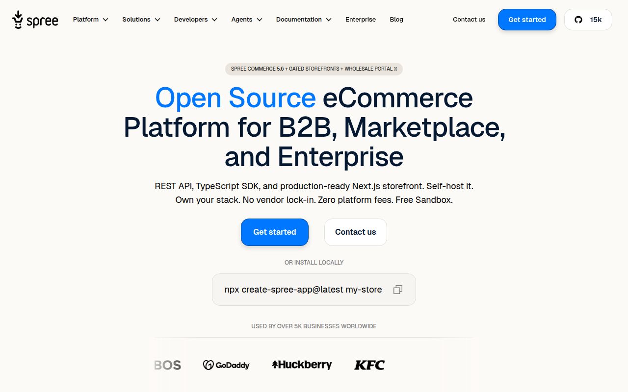Spree Commerce homepage screenshot