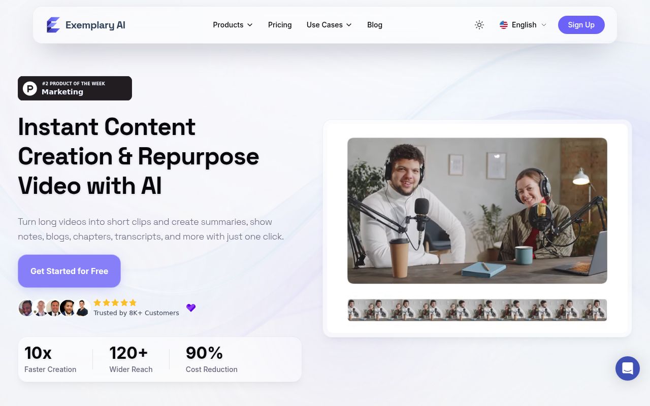 Exemplary AI homepage screenshot