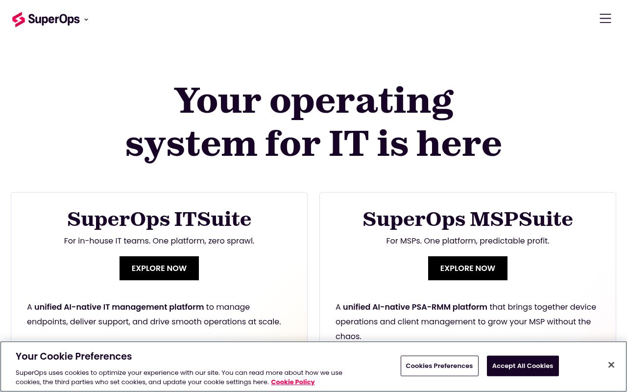 SuperOps.ai homepage screenshot
