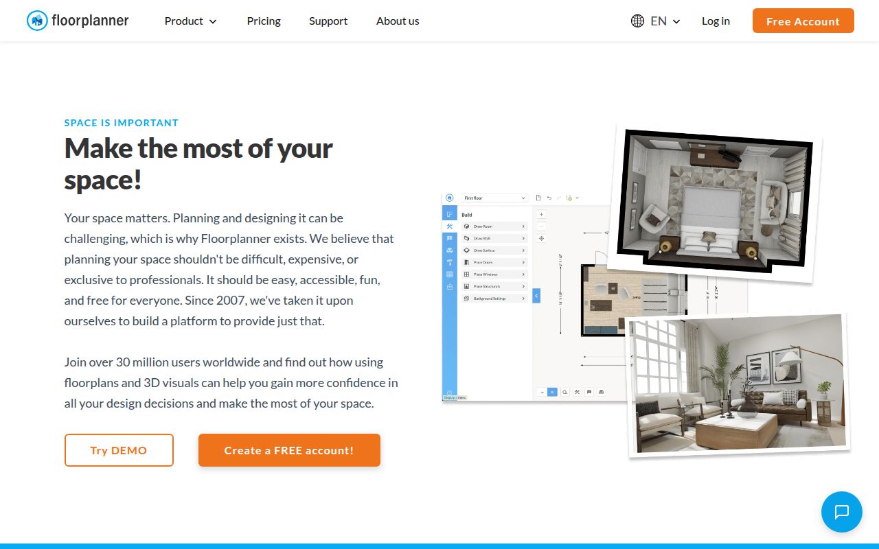 FloorPlanner homepage screenshot