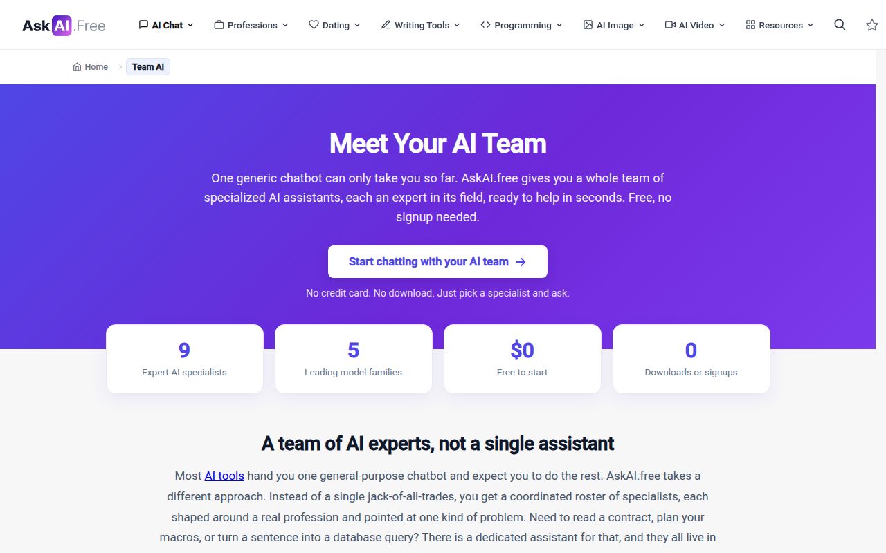 TeamSmart homepage screenshot