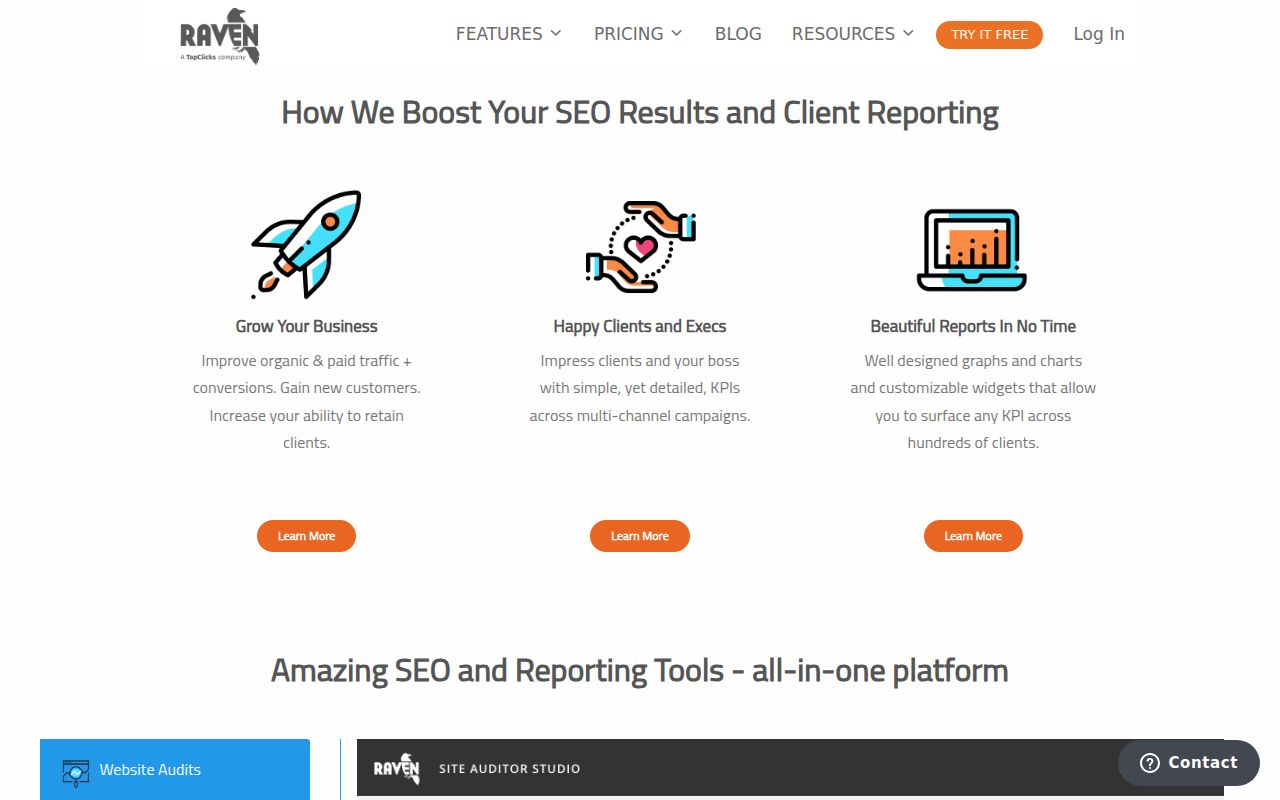 Raven Tools homepage