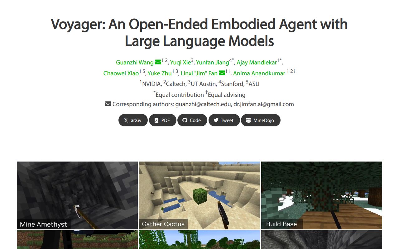 Voyager homepage screenshot