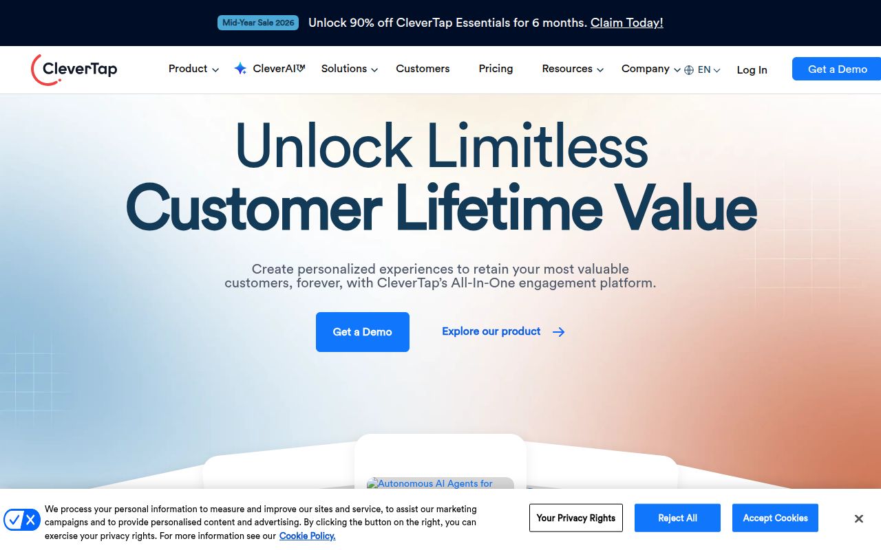 CleverTap homepage screenshot