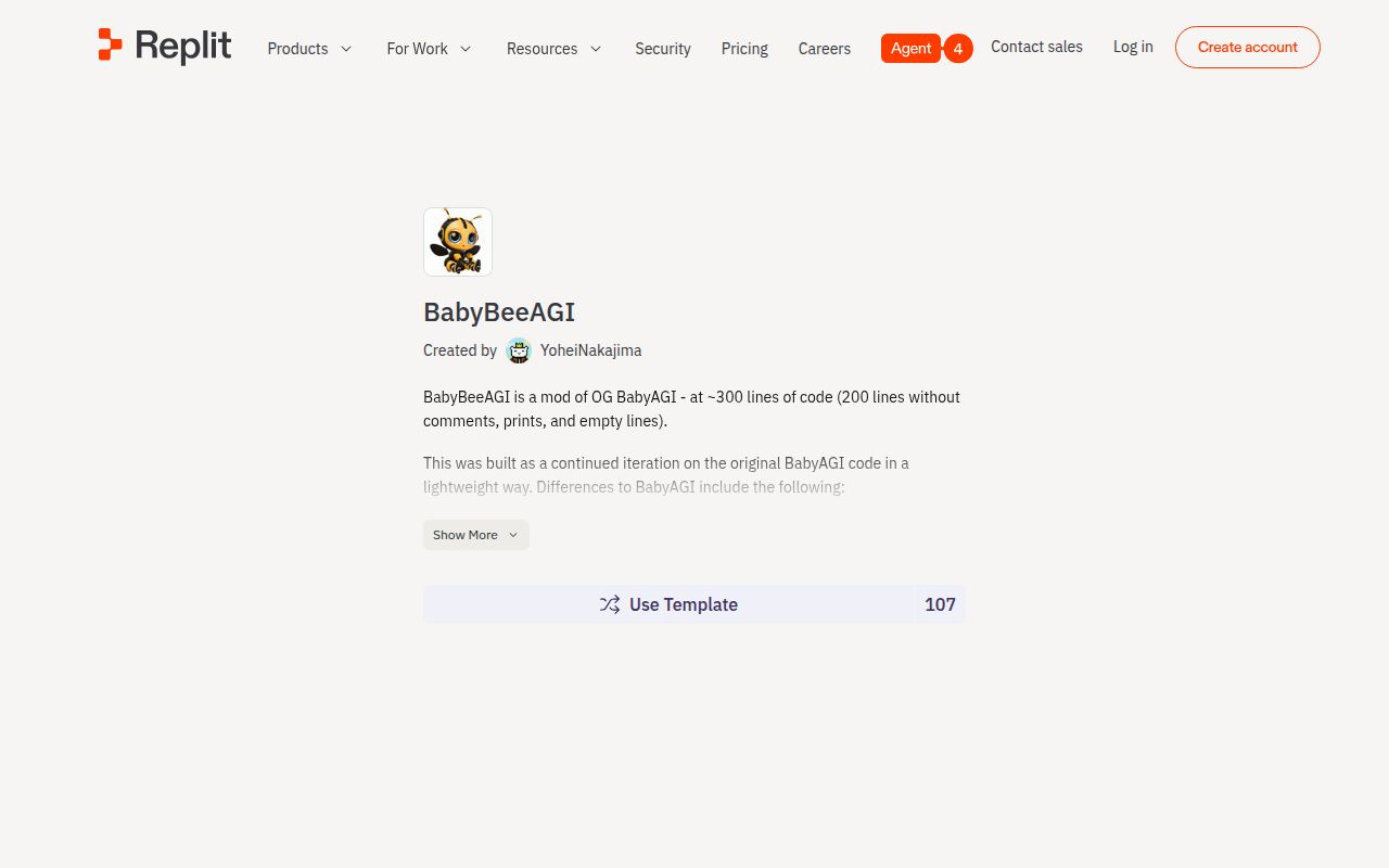 BabyBeeAGI homepage screenshot