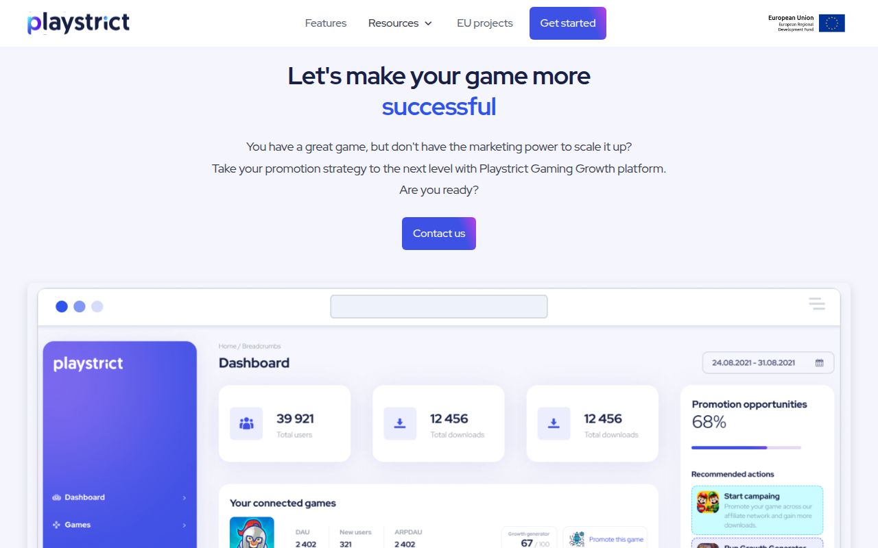 Playstrict homepage screenshot