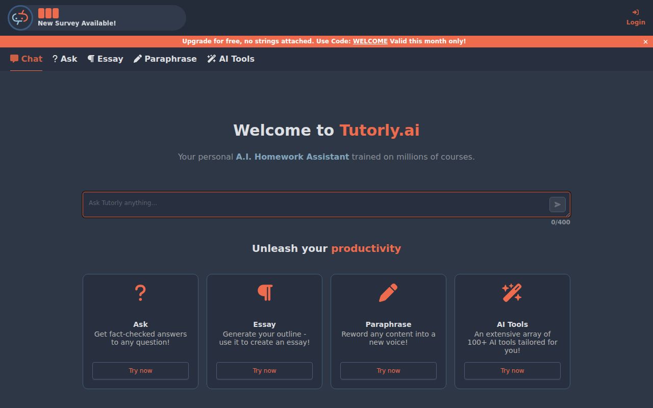 Tutorly homepage screenshot