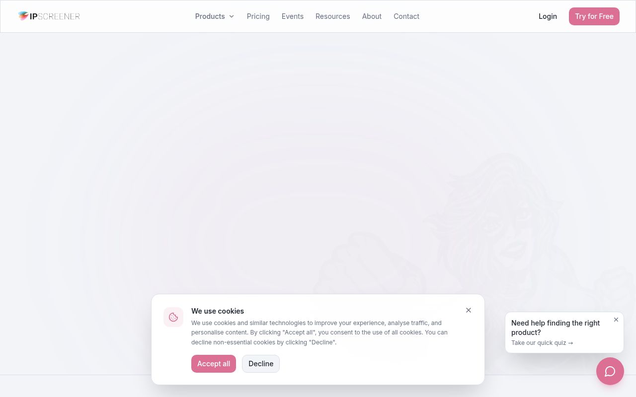 IPscreener homepage screenshot