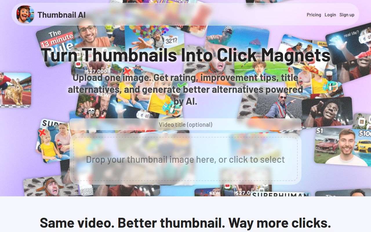 ThumbnailAi homepage