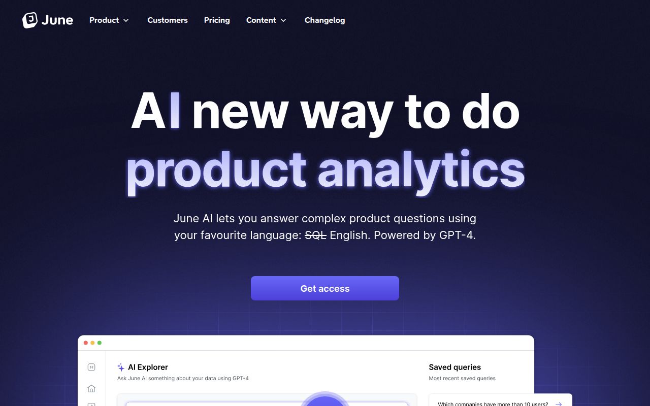 June AI homepage screenshot