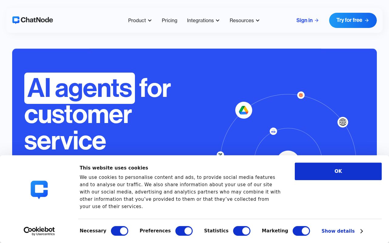 ChatNode homepage screenshot