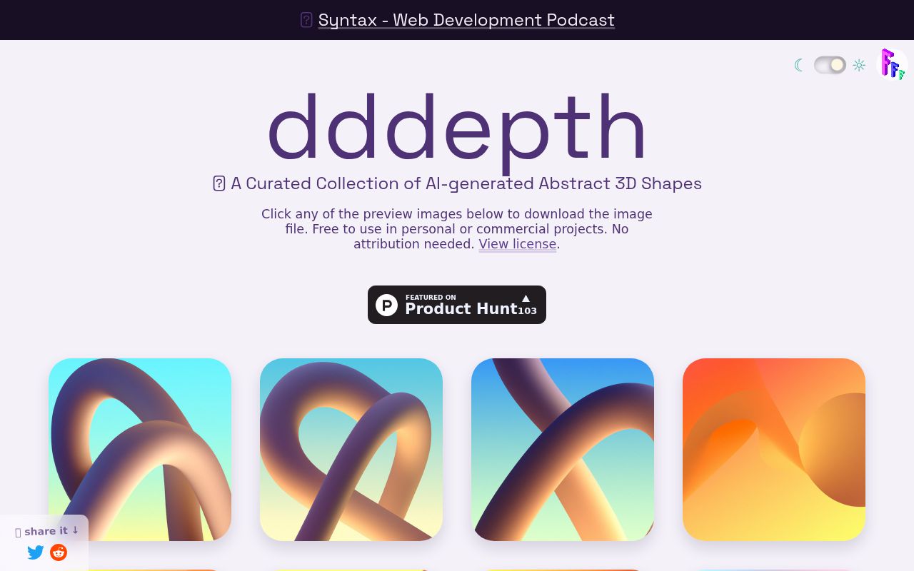 dddepth homepage screenshot