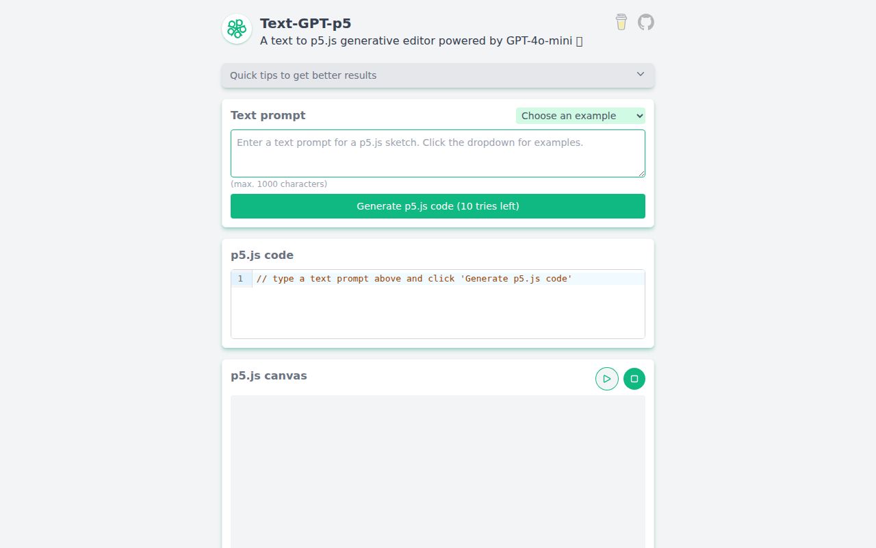 Textgptp5 homepage screenshot