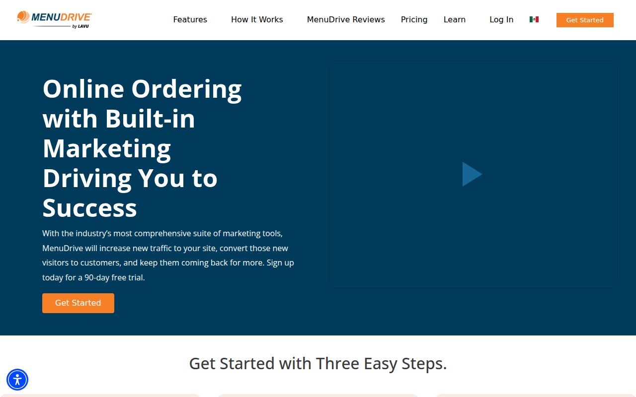 MenuDrive homepage screenshot