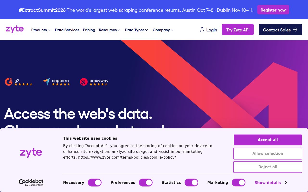 ScrapingHub homepage screenshot