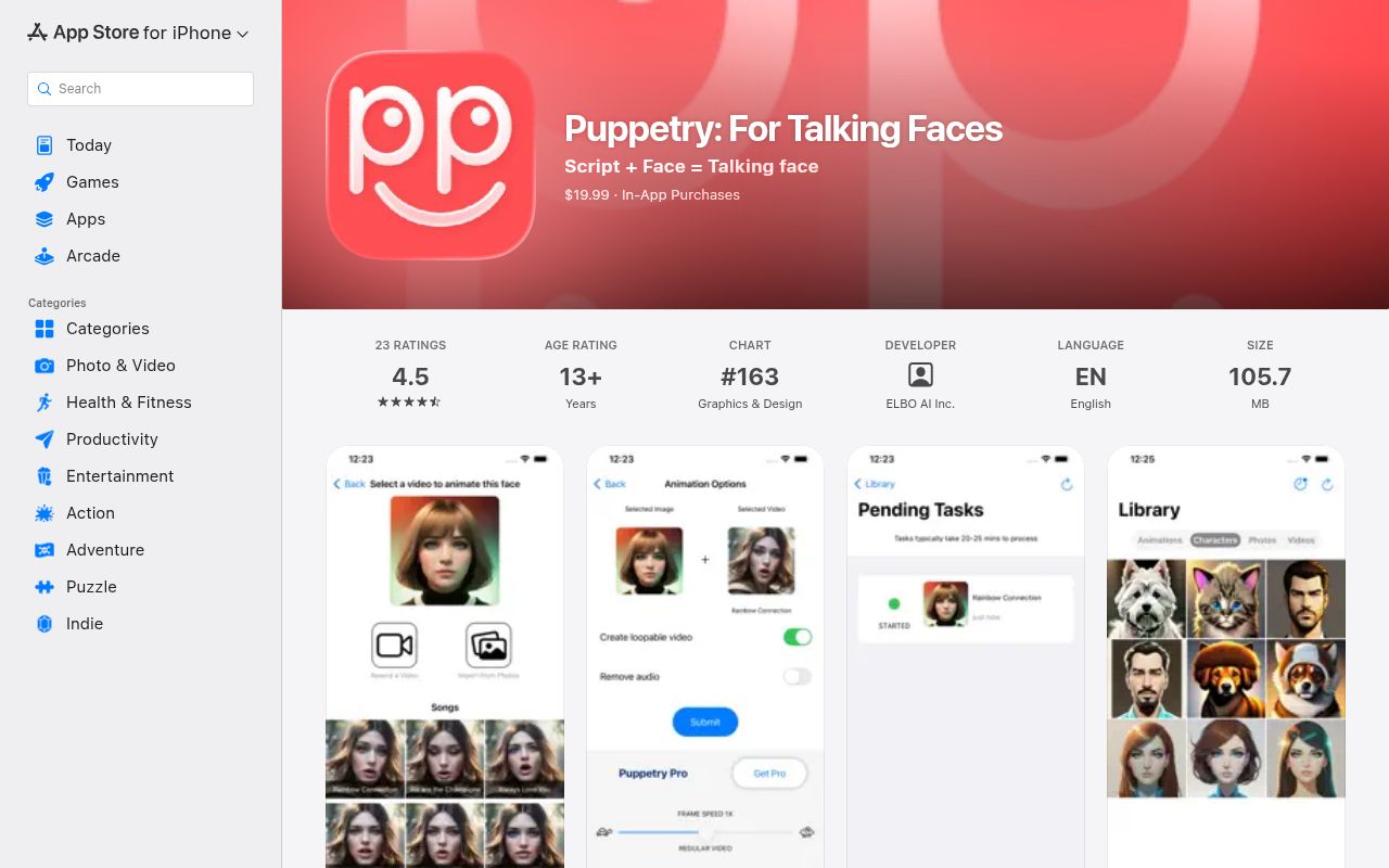 Puppetry homepage screenshot