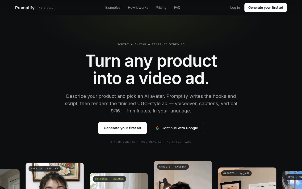 Promptify homepage screenshot