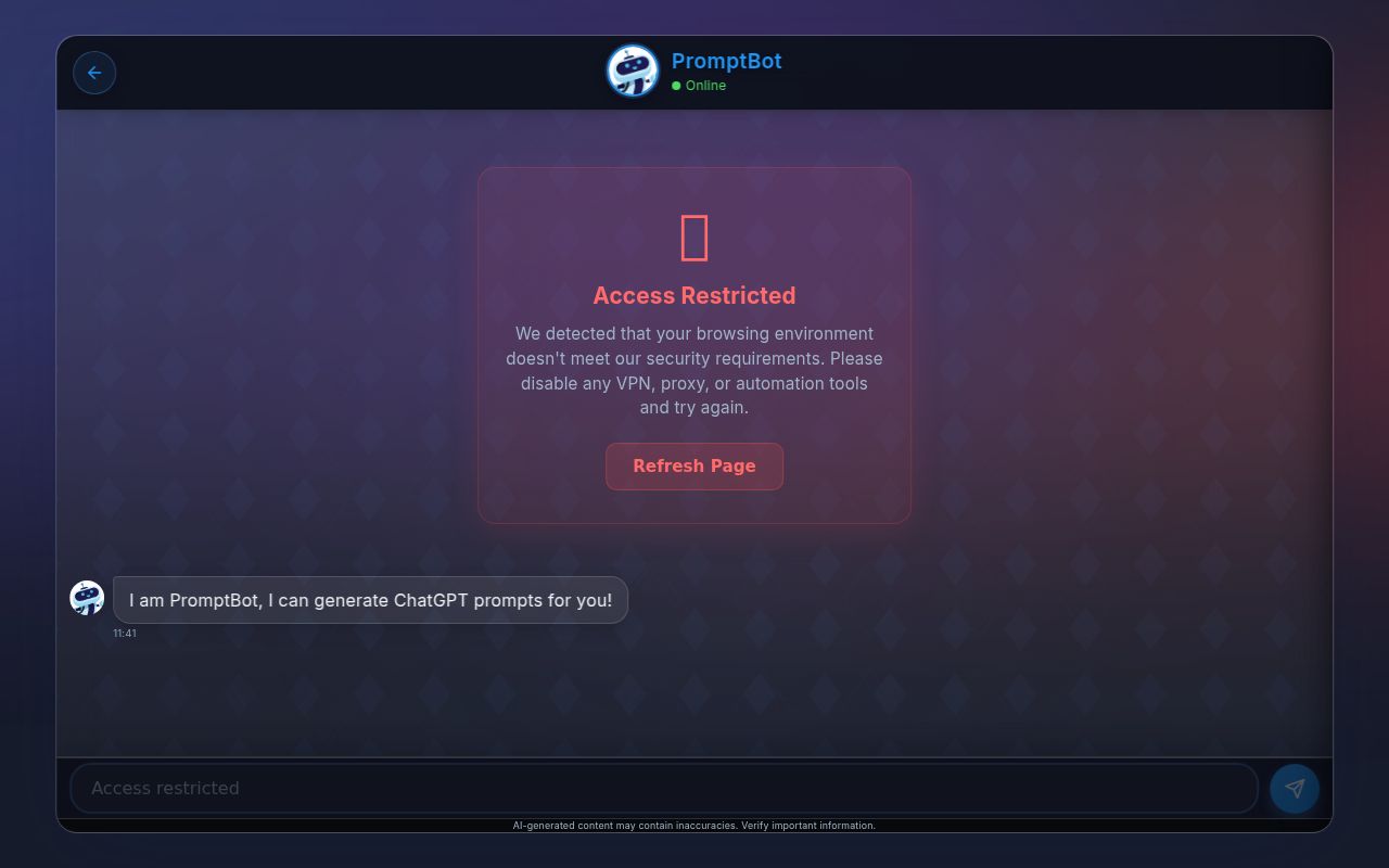 PromptBot homepage