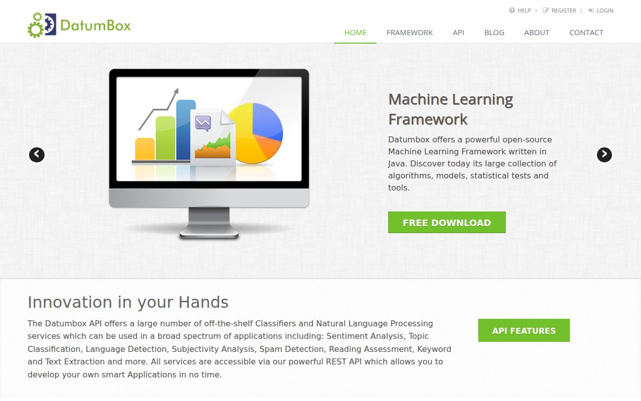 DatumBox homepage screenshot
