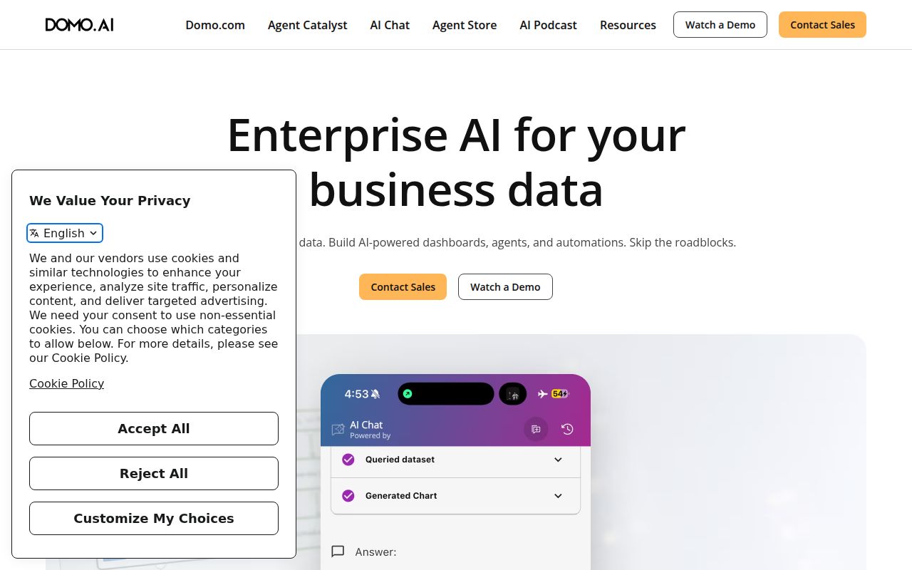 Domo AI homepage screenshot