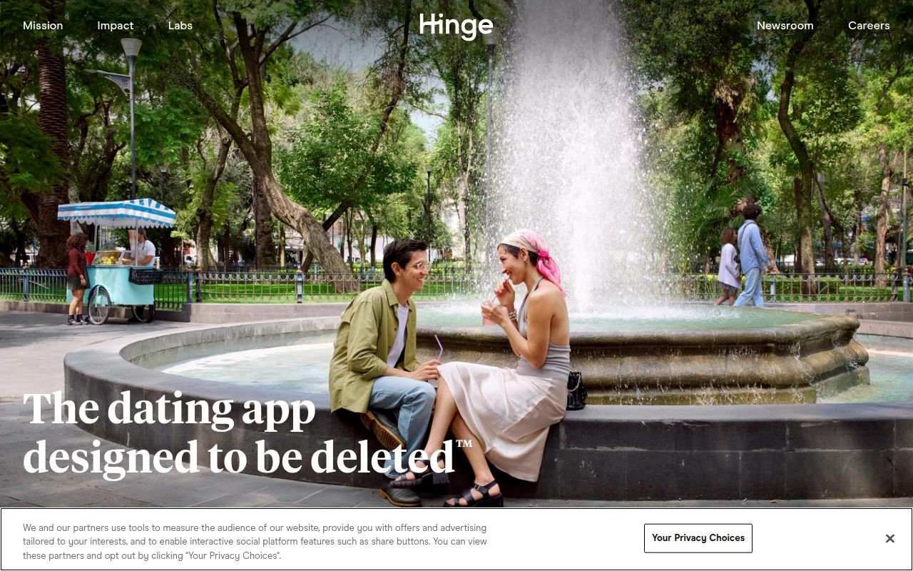 Hinge homepage screenshot