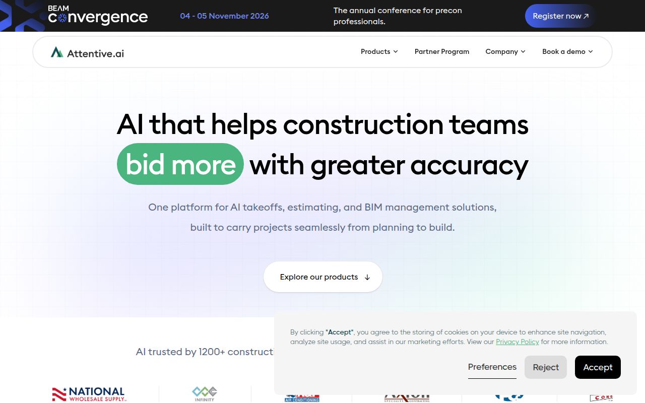 Attentive.ai homepage screenshot